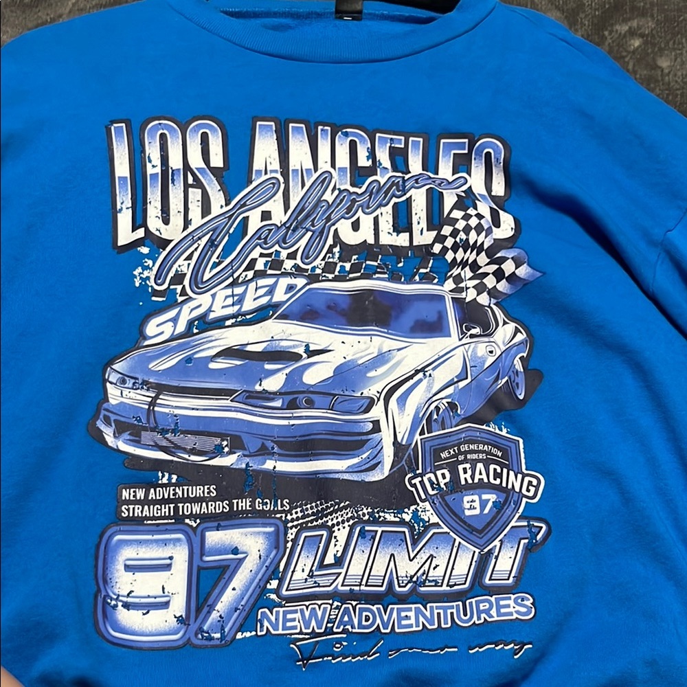 SHEIN Blue California Speed Graphic Tee